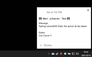 LinuxGSM alert